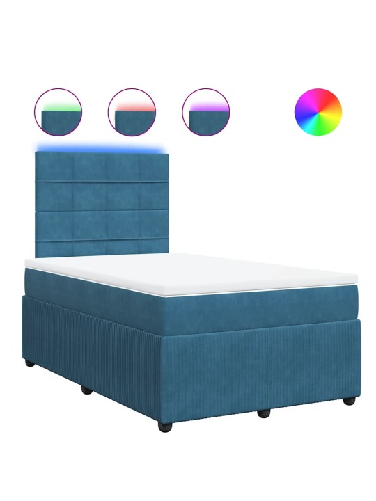 Box spring postel s matrací modrá 120 x 200 cm samet