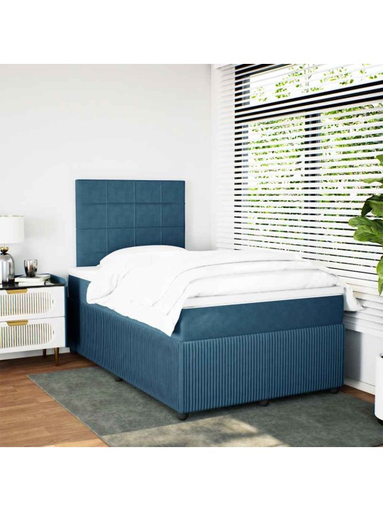 Box spring postel s matrací modrá 120 x 200 cm samet