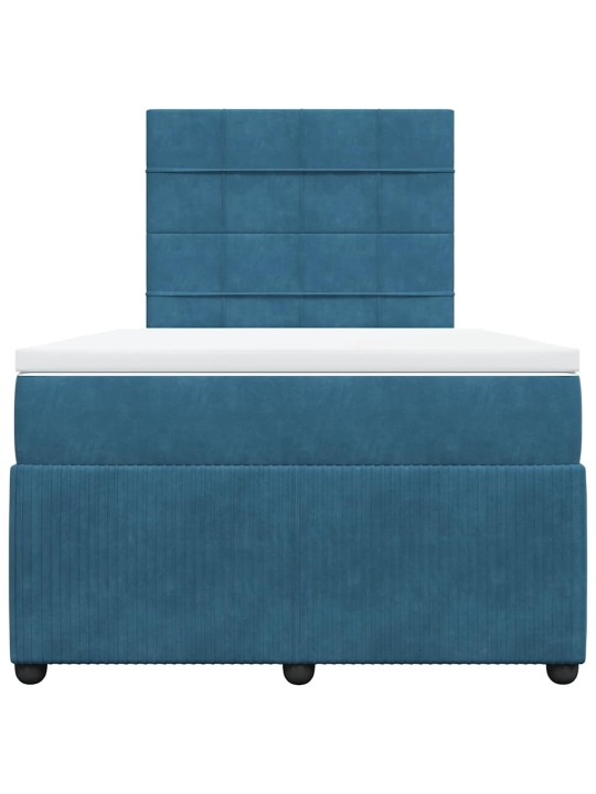 Box spring postel s matrací modrá 120 x 200 cm samet