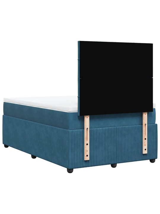 Box spring postel s matrací modrá 120 x 200 cm samet