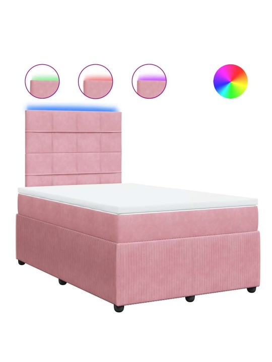 Box spring postel s matrací růžová 120 x 200 cm samet