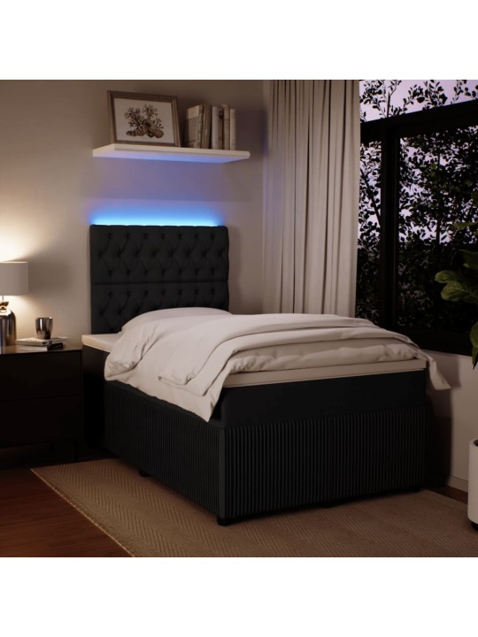 Box spring postel s matrací černá 120 x 200 cm samet