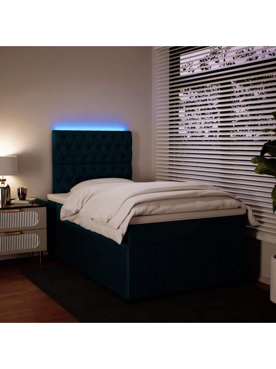 Box spring postel s matrací modrá 120 x 200 cm samet