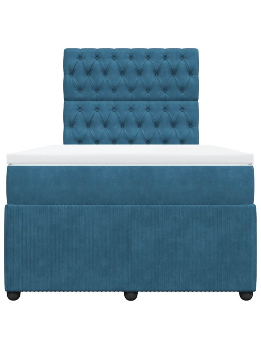 Box spring postel s matrací modrá 120 x 200 cm samet