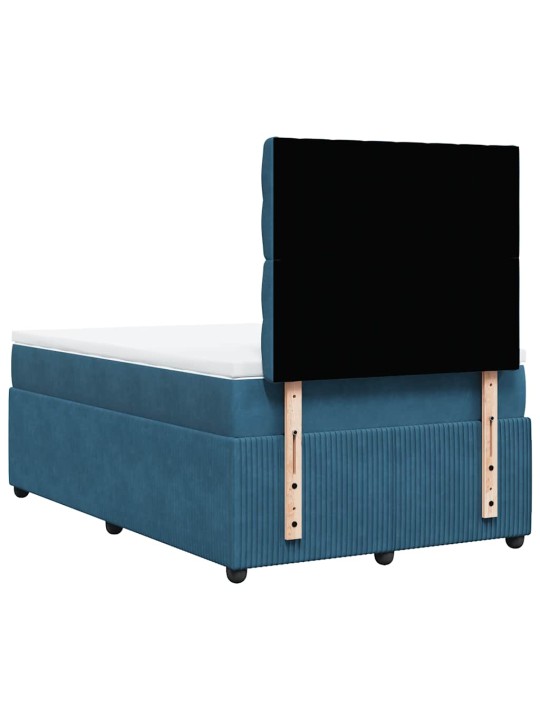 Box spring postel s matrací modrá 120 x 200 cm samet