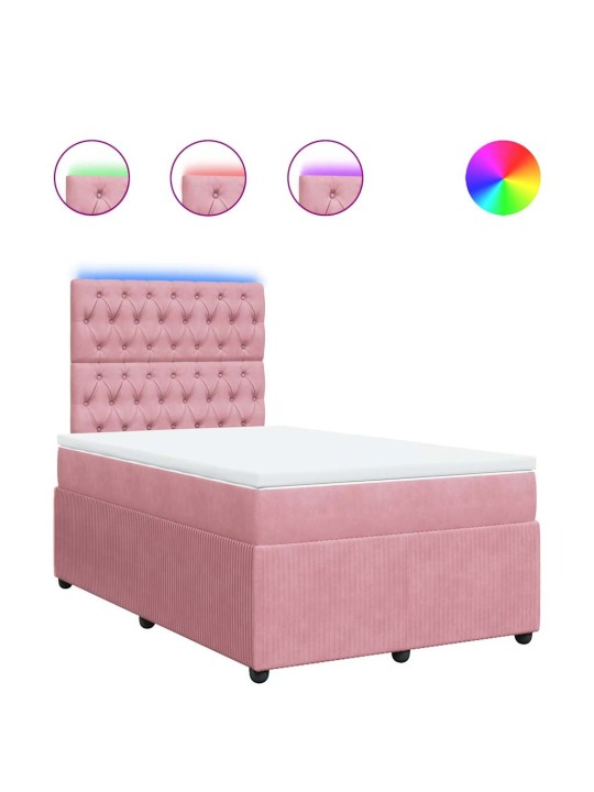 Box spring postel s matrací růžová 120 x 200 cm samet