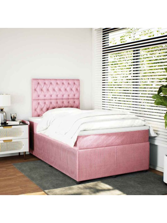 Box spring postel s matrací růžová 120 x 200 cm samet