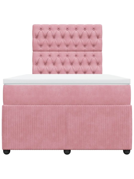 Box spring postel s matrací růžová 120 x 200 cm samet