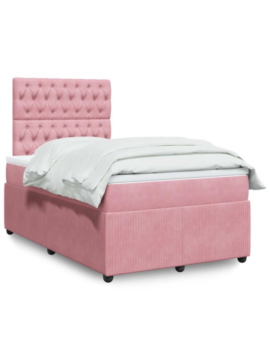Box spring postel s matrací růžová 120 x 200 cm samet