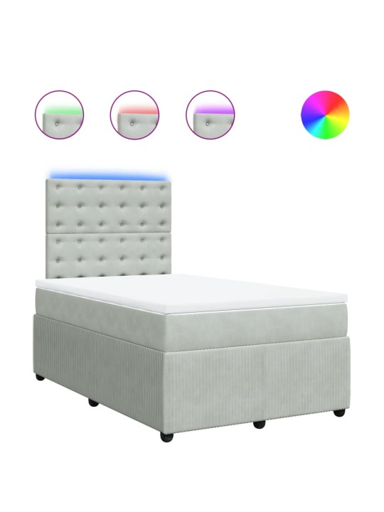 Box spring postel s matrací světle šedá 120 x 200 cm samet