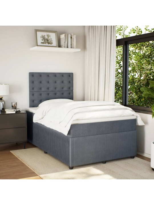 Box spring postel s matrací tmavě šedá 120 x 200 cm samet