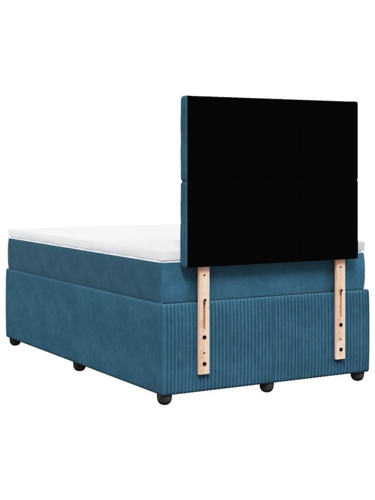 Box spring postel s matrací modrá 120 x 200 cm samet