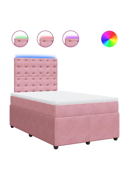 Box spring postel s matrací růžová 120 x 200 cm samet