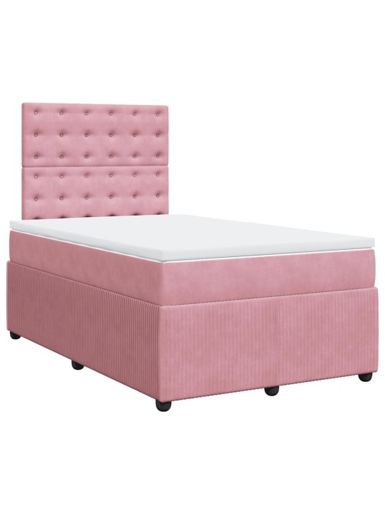 Box spring postel s matrací růžová 120 x 200 cm samet