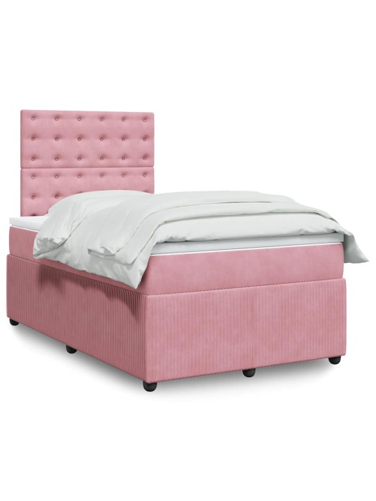 Box spring postel s matrací růžová 120 x 200 cm samet