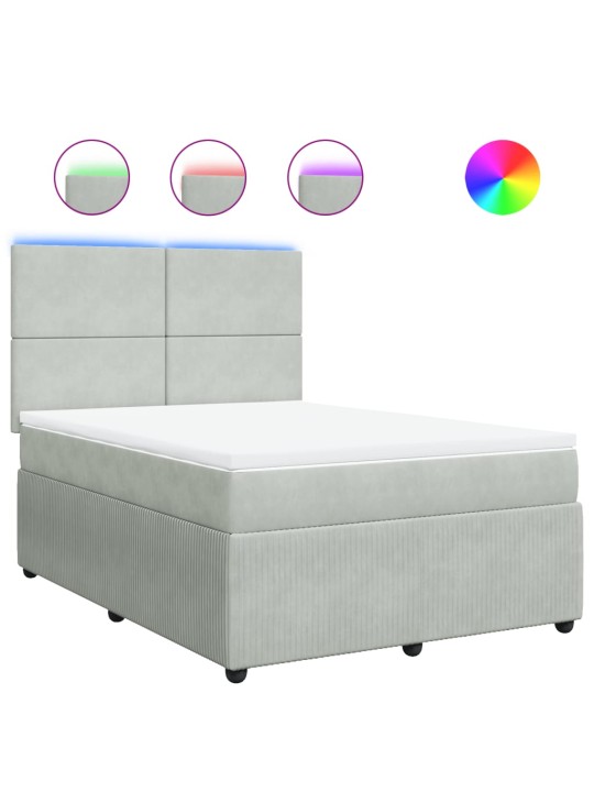 Box spring postel s matrací světle šedá 140x190 cm samet