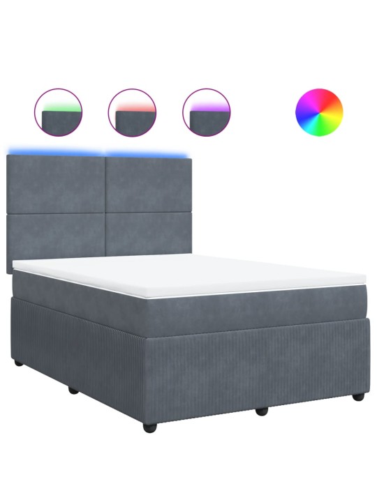 Box spring postel s matrací tmavě šedý 140 x 190 cm samet