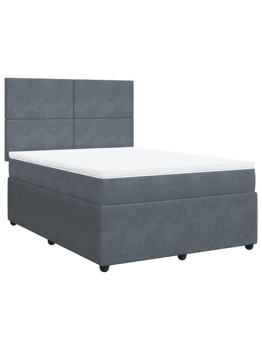 Box spring postel s matrací tmavě šedý 140 x 190 cm samet
