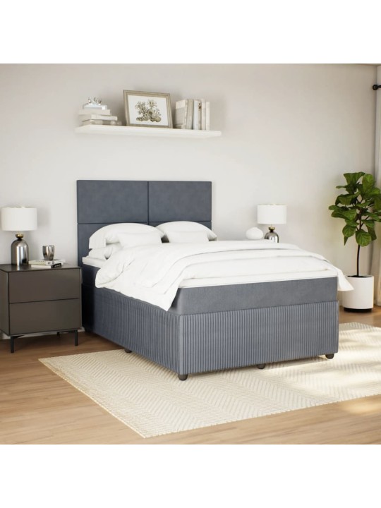 Box spring postel s matrací tmavě šedý 140 x 190 cm samet