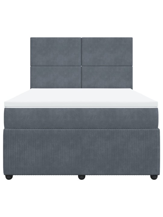 Box spring postel s matrací tmavě šedý 140 x 190 cm samet