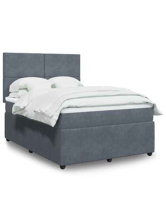 Box spring postel s matrací tmavě šedý 140 x 190 cm samet