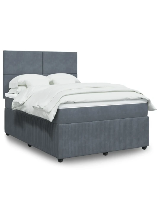 Box spring postel s matrací tmavě šedý 140 x 190 cm samet