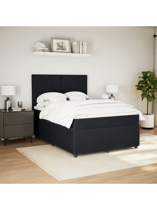 Box spring postel s matrací černá 140 x 190 cm samet