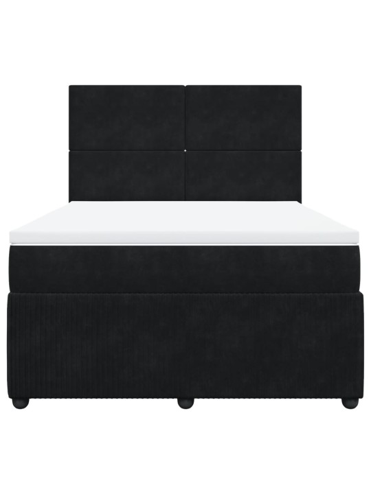 Box spring postel s matrací černá 140 x 190 cm samet