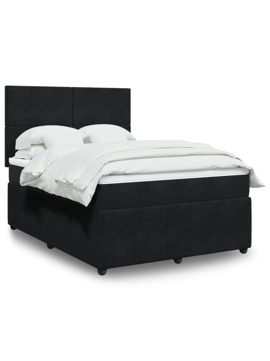 Box spring postel s matrací černá 140 x 190 cm samet