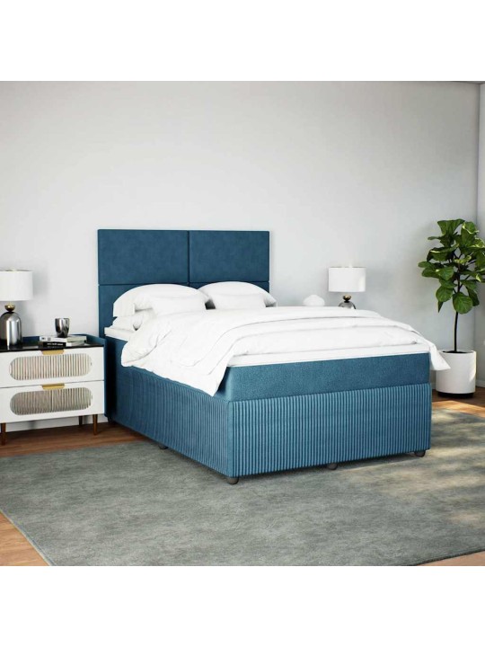 Box spring postel s matrací modrá 140 x 190 cm samet