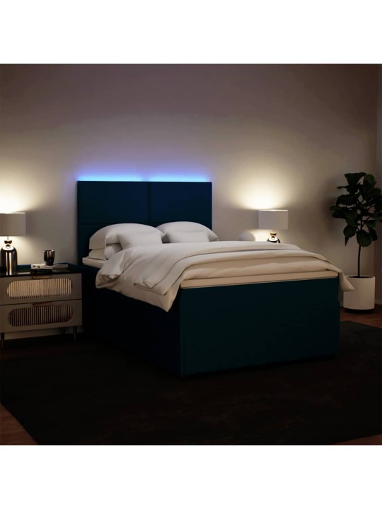 Box spring postel s matrací modrá 140 x 190 cm samet