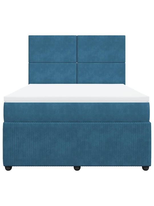 Box spring postel s matrací modrá 140 x 190 cm samet