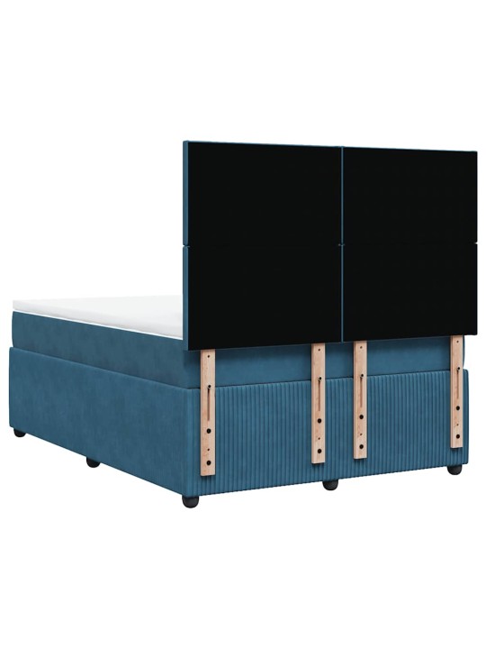 Box spring postel s matrací modrá 140 x 190 cm samet