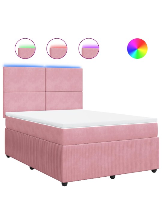Box spring postel s matrací růžová 140x190 cm samet