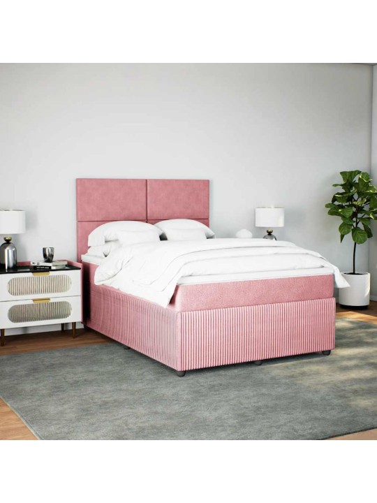 Box spring postel s matrací růžová 140x190 cm samet