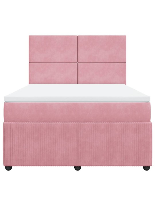 Box spring postel s matrací růžová 140x190 cm samet
