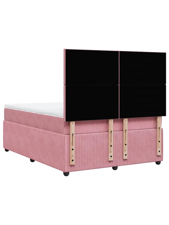 Box spring postel s matrací růžová 140x190 cm samet