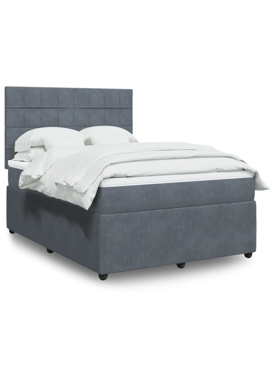 Box spring postel s matrací tmavě šedý 140 x 190 cm samet