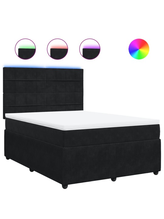 Box spring postel s matrací černá 140 x 190 cm samet