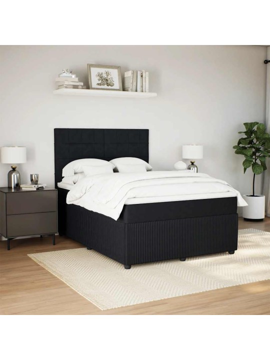 Box spring postel s matrací černá 140 x 190 cm samet