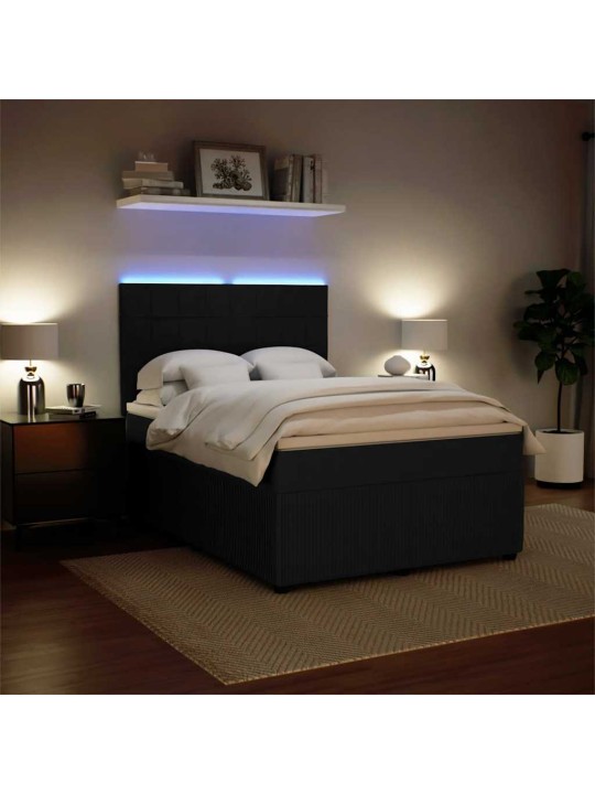 Box spring postel s matrací černá 140 x 190 cm samet