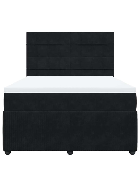 Box spring postel s matrací černá 140 x 190 cm samet