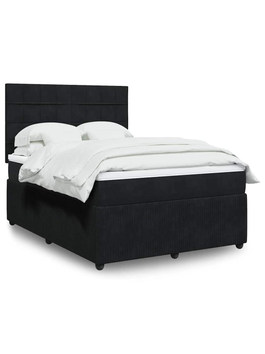 Box spring postel s matrací černá 140 x 190 cm samet
