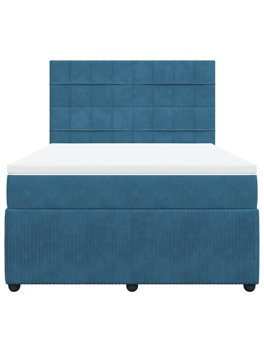 Box spring postel s matrací modrá 140 x 190 cm samet