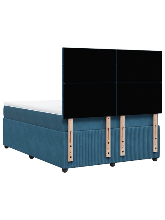 Box spring postel s matrací modrá 140 x 190 cm samet