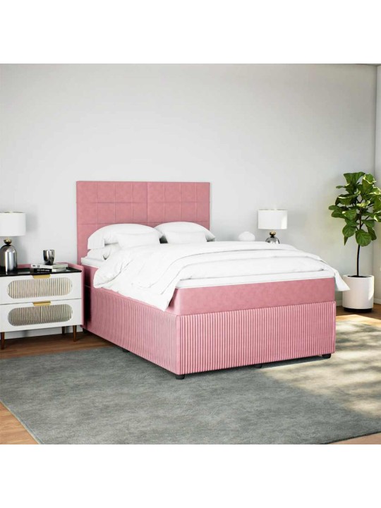 Box spring postel s matrací růžová 140x190 cm samet