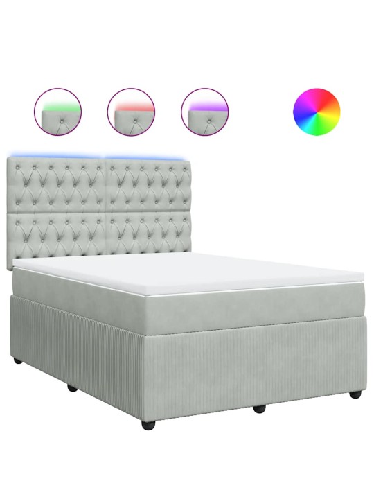 Box spring postel s matrací světle šedá 140x190 cm samet