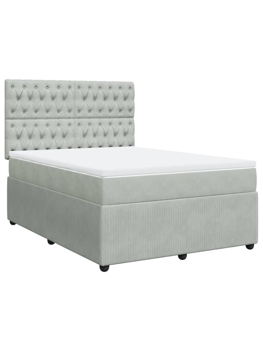 Box spring postel s matrací světle šedá 140x190 cm samet