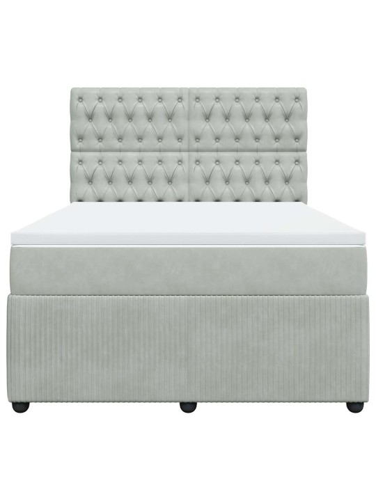 Box spring postel s matrací světle šedá 140x190 cm samet