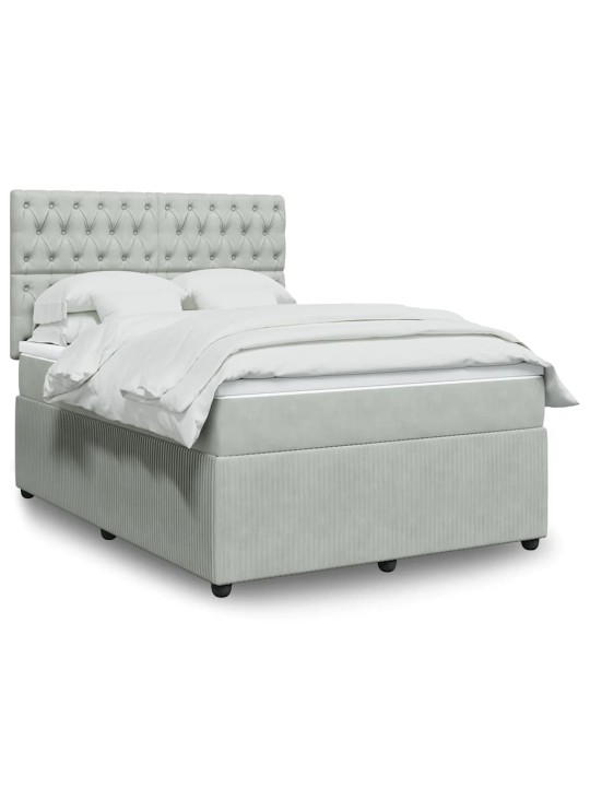 Box spring postel s matrací světle šedá 140x190 cm samet